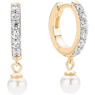 Lund Copenhagen øreringe i forgyldt med syntetisk perle og cubic zirkonia