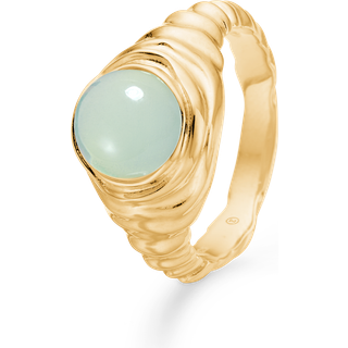Studio Z Endless Waves ring i forgyldt med grøn cubic zirkonia - Str. 60