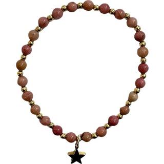 DARK Stone Bead Bracelet 4 mm With Gold Beads Dusty Rose
