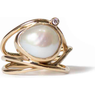 Athena guld viklering med perle og brillant - 56