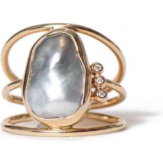 Athena guld ring med Tahiti perle og brillanter - 56