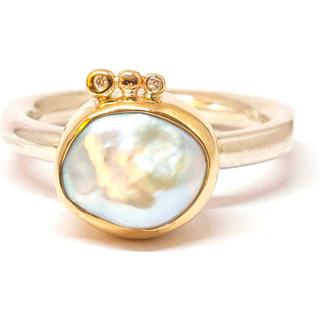 Athena ring med ferskvandsperle og brillanter - 56