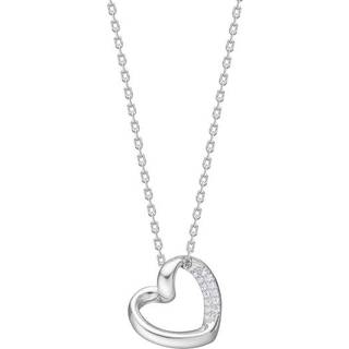 Joanli hjertehalskæde i sølv med cubic zirkonia - Inkl. kæde