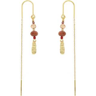 Nuni - Alma Brown øreringe i forgyldt sølv m sten