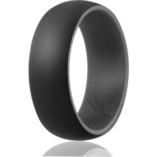 Silikone vielsesring - Duo Collection Dome Style - Gr?-sort fra ROQ til m?nd - 7 mm ring