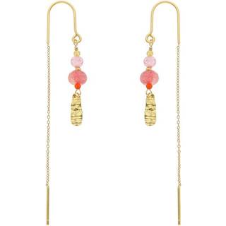 Nuni - Alma Coral Love øreringe i forgyldt sølv med sten