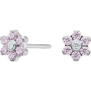 Pure Titanium Nikkelfri øreringe med pink zirkonia blomst