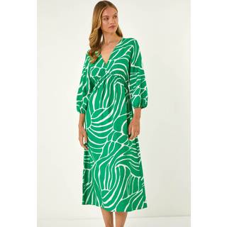 Roman Roman Green Abstract Geometric Midi Dress