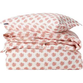 Lexington Striped Cotton Sateen Sengetøjssæt White/Coral 150x210 cm