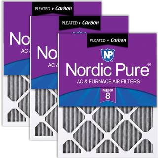 Nordic Pure 24x24x1 (23 3/8 x 23 3/8 x 3/4) Furnace Air Filters Merv 8 plisset plus carbon 3 -pakke