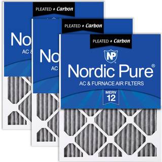 Nordic Pure 18x18x1 (17 3/4 x 17 3/4 x 3/4) Furnace Air Filters Merv 12 plisseret plus carbon 3 -pakke