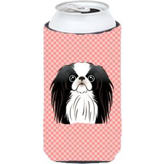 Checkerboard Pink Japanese Chin Tall Boy Beverage Isulator Hugger BB1230TBC
