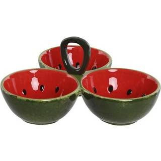 Snackskål Home ESPRIT Rød Grøn Stentøj Vandmelon 23 x 22 x 10,5 cm