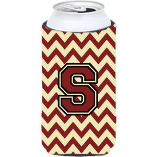 Brev S Chevron Maroon og Gold Tall Boy Beverage Isulator Hugger CJ1061-STBC
