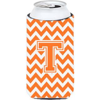 Brev T Chevron Orange og White Tall Boy Beverage Isulator Hugger CJ1046-TTBC