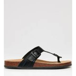Threadbare Threadbare Black Faux Leather Toe Post Sandals