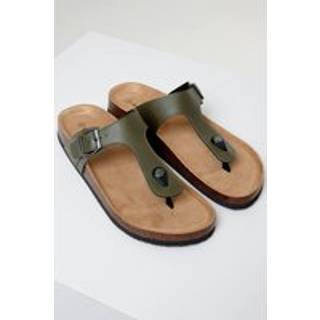 Threadbare Threadbare Green Faux Leather Toe Post Sandals