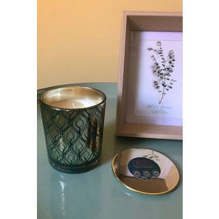 Fig And Bergamot Peacock Design Glass Filled Candle Fig With Lid
