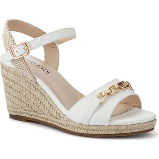 Pavers Pavers White Buckled Wedge-Heel Espadrilles
