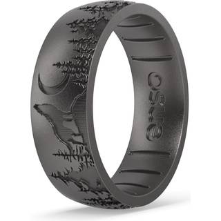 ENSO Rings ætset klassiske silikone ringe - behageligt og fleksibelt design - ensom ulv - platin - størrelse 8