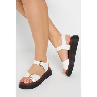 Yours Curve Yours Curve White Extra Wide Fit Buckle Chunky Platform Sandals