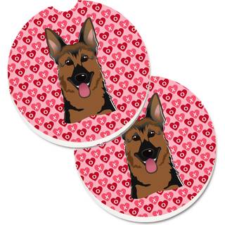"""" Caroline's Treasures German Shepherd Hearts Set med 2 Cup Holder Car Coasters 2.56 Multicolor """"