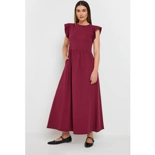 Lts Tall Dark Red Frill Sleeve Maxi Dress 22-24 Lts | Tall Women's Maxi Dresses