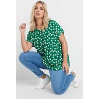 Yours Curve Yours Curve Green Dot Textured Top