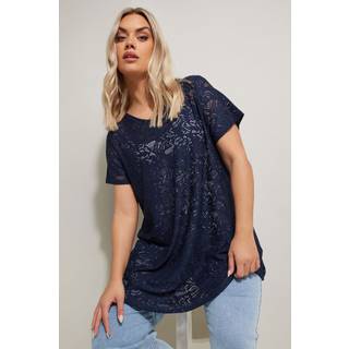 Yours Curve Yours Curve Blue Broderie Anglaise Top