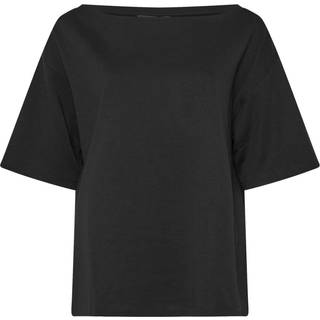 Yours Curve Yours Curve Black Boatneck Boxy 100% Cotton T-Shirt