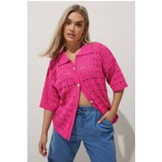 Yours Curve Yours Curve Pink Limited Crochet Shirt