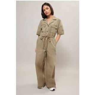 PixieGirl Petite PixieGirl Petite Brown 100% Cotton Tie Waist Jumpsuit