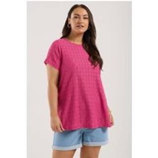 Yours Curve Yours Curve Pink Anglaise Broderie Swing Top