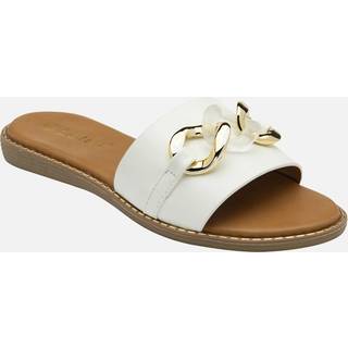 Lotus Lotus White Low Heel Mules Sandals