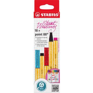 STABILO Point 88 Zig Zag Skrivesæt - 18 tuschpenne med tynd spids