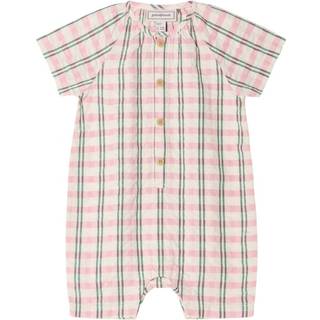 garbo&friends Seersucker Onesie Check Carnation 50/56 cm  Lyserød  50/56 cm  Unisex