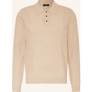 Reiss Reiss Oatmeal Kingsley Wool Textured Long Sleeve Polo Shirt