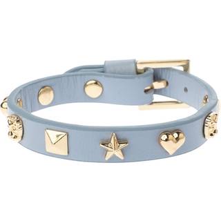 DARK Leather Sign Stud Bracelet Light Blue