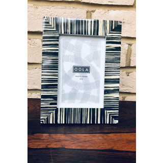 Black And Ecru Striped Photo Frame