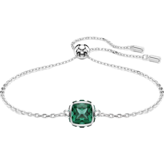 Birthstone Armband, Kissenschliff, Mai, Grün, Rhodiniert