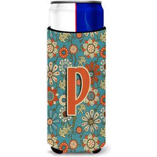 Brev P blomster Retro Blue Ultra Beverage Isolatorer til slanke dåser CJ2012-PMUK