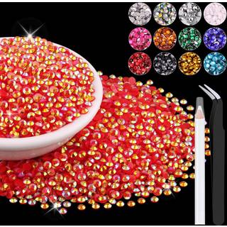 8000pcs 3 mm harpiks gelé rhinestones i bulk (rød ab) bedazzling fladback krystaller rhinestones til udformning af diy negle dekoration perler di