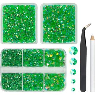 qiipii 3 kasser 5070 stk. Emerald grøn ab harpiks rhinestones til udformning af mørkegrøn fladback geléharpiks sten 2mm 3 mm 4 mm 5 mm 6mm ikke-h