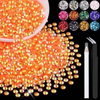 4000pcs 4 mm harpiks gelé rhinestones i bulk (orange ab) bedazzling fladback krystaller rhinestones til udformning af diy negle dekoration perler