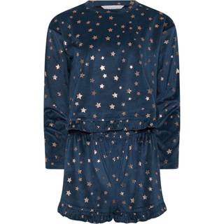 PixieGirl Petite PixieGirl Petite Blue Luxe Fleece Foil Star Pyjama Short Set