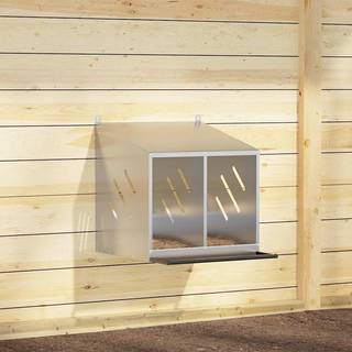 redekasse til høns med 2 rum metal olivengrøn