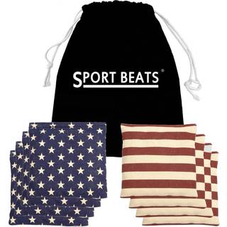 Sport slår cornhole-poser alle vejrsæt på 8 til cornhole toss-spil-reguleringsvægt og størrelse-inklusive totalposer (vintage stjerner og striber