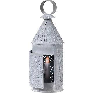 Det forvitrede zink stansede Tin Baker's Lantern Country Candle Holder