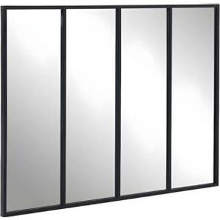 Industrielt vinduesspejl i sort metal 120 × 90 cm DUDLEY
