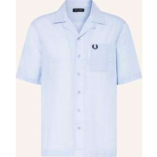 Fred Perry Pique Textured Collar Shirt Blue
